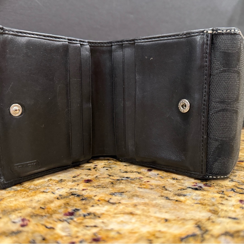 Coach Black Men leather and canvas men wallet - Picture 5 of 8